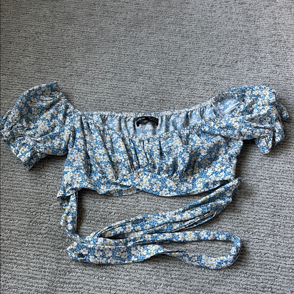 Floral Blue Crop Top